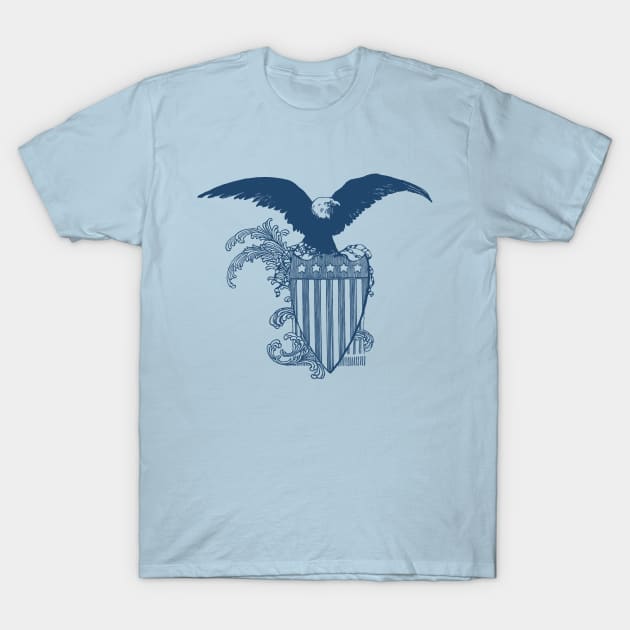 Vintage Embellished Eagle with Wings Spread Guarding American Shield T-Shirt by CoffeeandTeas